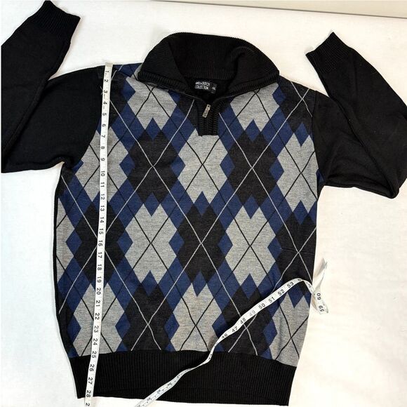 Marx & Dutch Sweater Adult Pattern Blue and Gray Men 1/4 zip - Size XXL - Picture 6 of 8